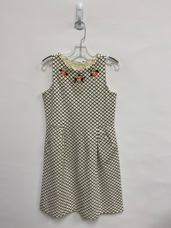 Crew Cuts SIZE 12 Cream Navy Crisscross Sleeveless Jeweled Girl&