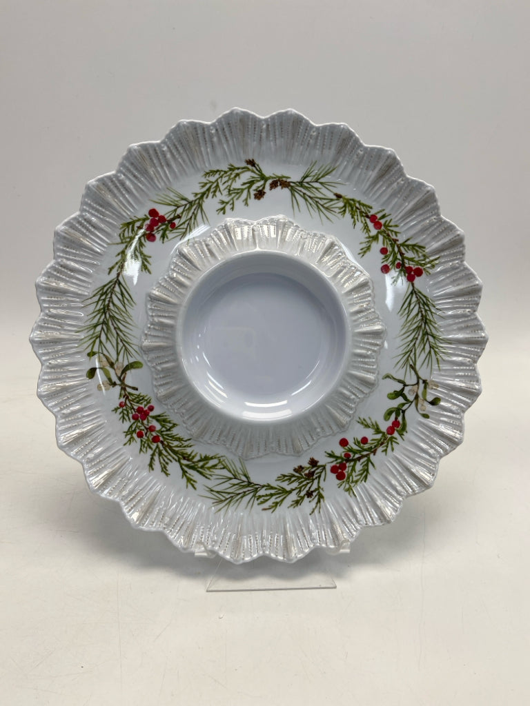 White Red Holly Berries Melamine Christmas