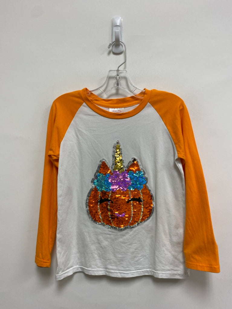 SIZE 8 Orange/White Multi Color Sequined Girl&