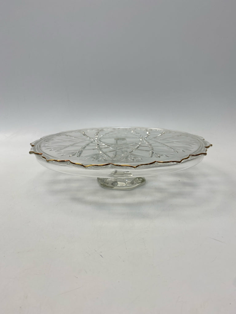 Mikasa Clear Gold Cake Plate/Stand