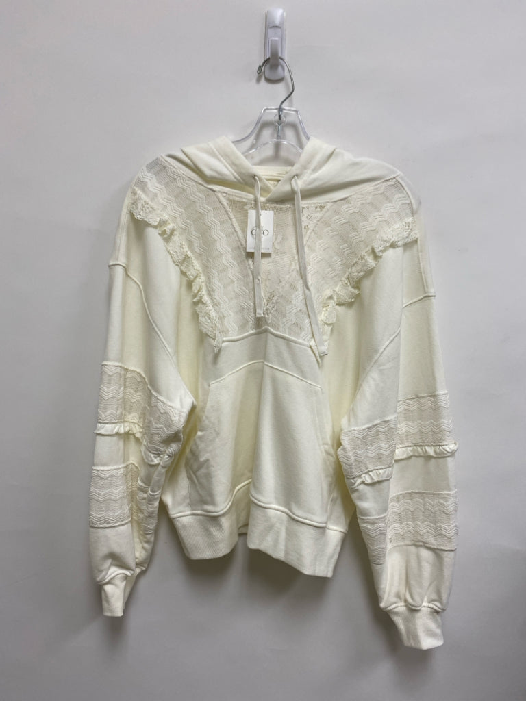NWT CATO Size M Cream Hooded Lace Ladies Top