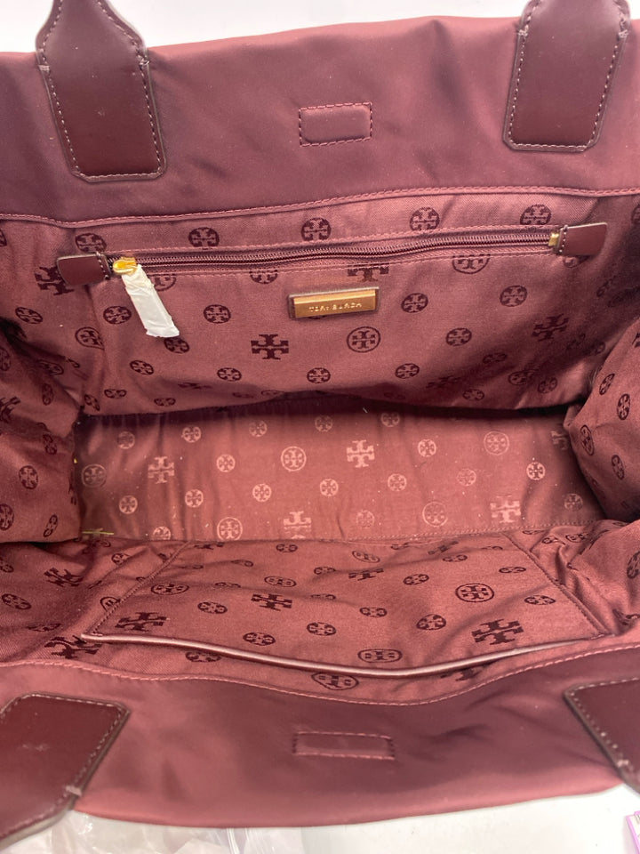 Tory Burch Burgundy Nylon Tote Bag