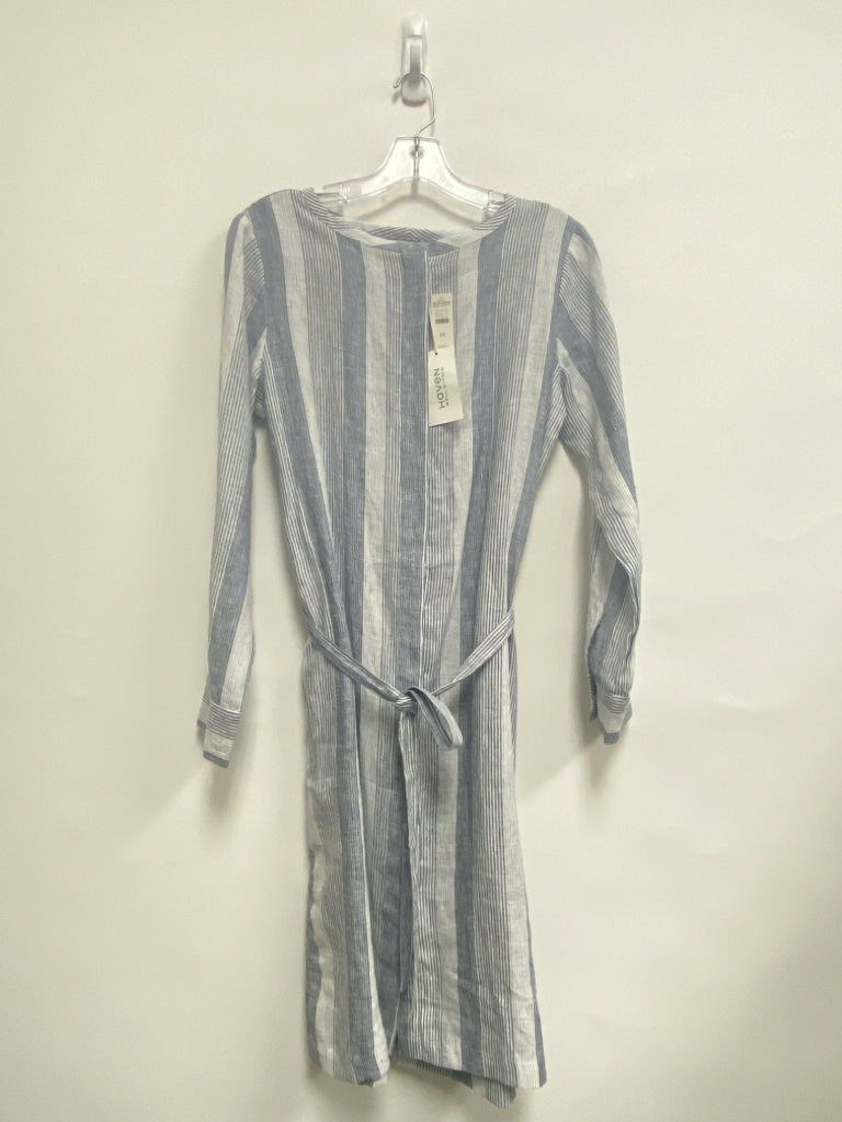NWT HAVEN Size XS White/Navy Stripes Button Up Linen Ladies Dress