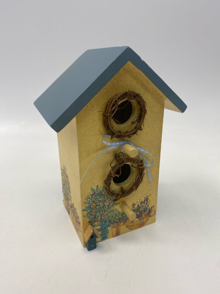 Gold Blue/Multi Wood Birdhouse