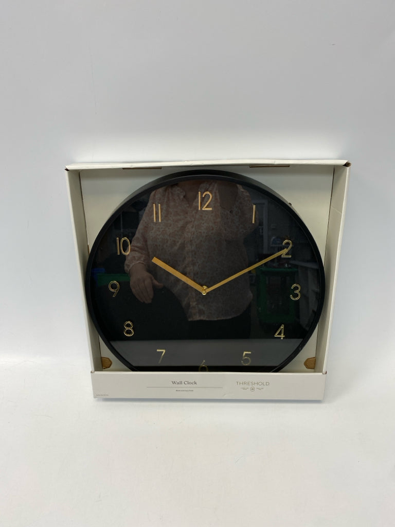 NEW/BOX Threshold Black Gold Clock