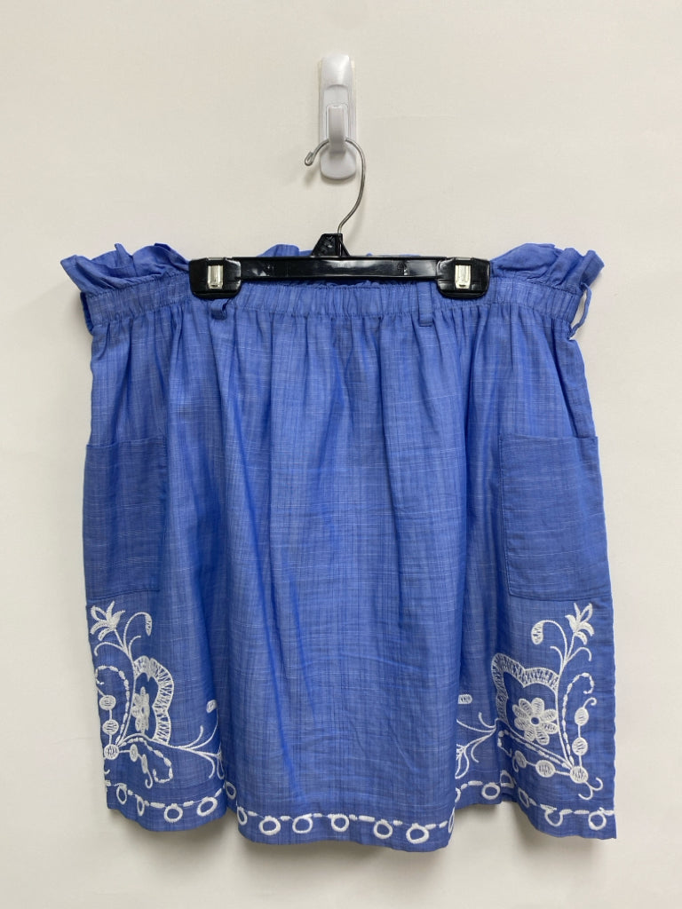 LILLY PULITZER Size L Blue White Embroidered Ladies Skirt
