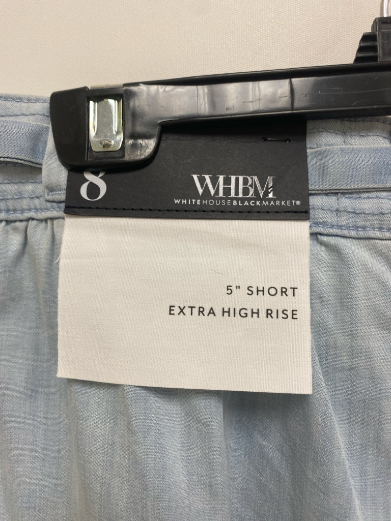 NWT Wht House/Blk Mkt Size 8 Light Blue Pull-on Chambray Ladies Shorts
