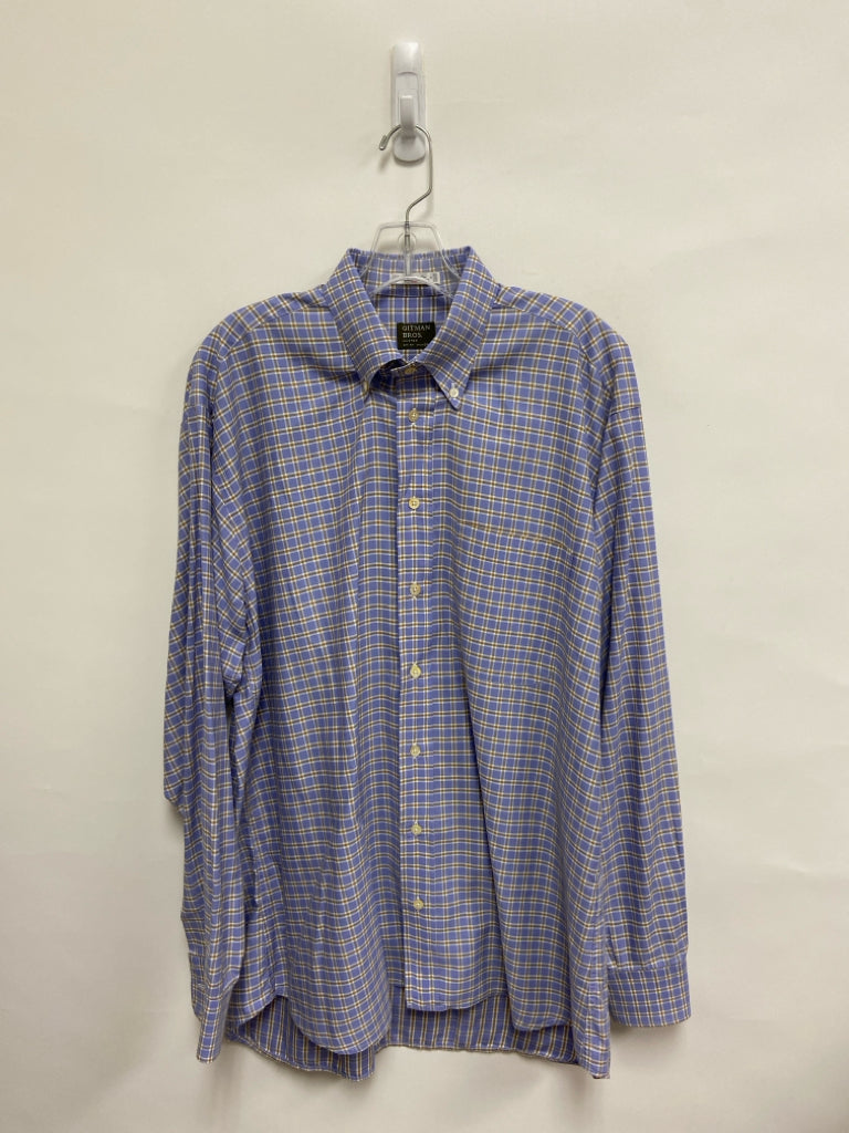 Gitman Bros. Size L Blue White/Taupe Squares Men&