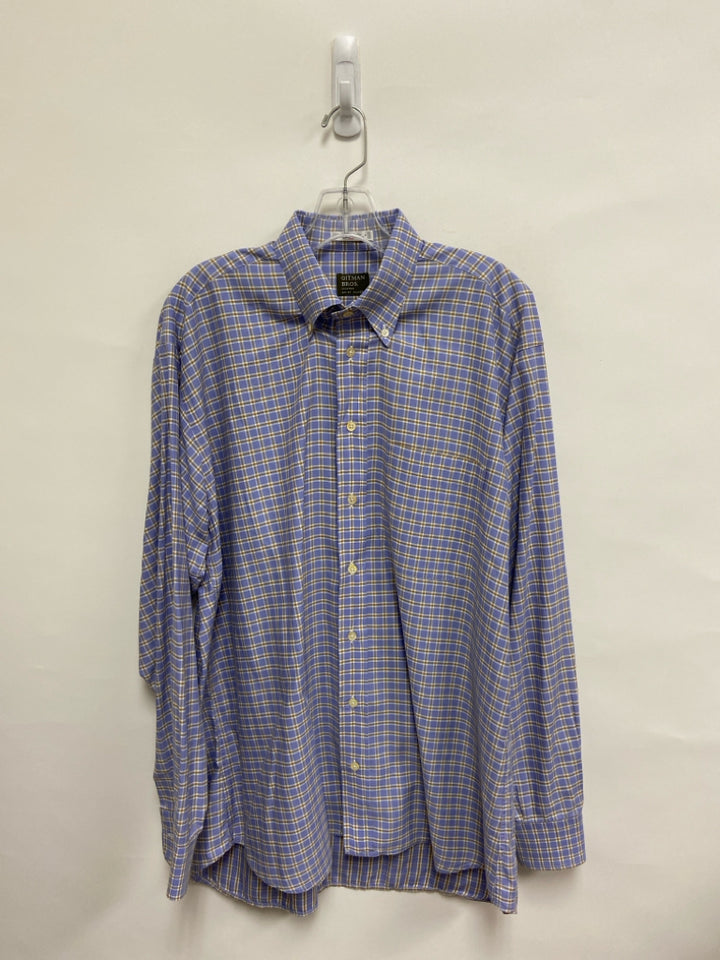 Gitman Bros. Size L Blue White/Taupe Squares Men&