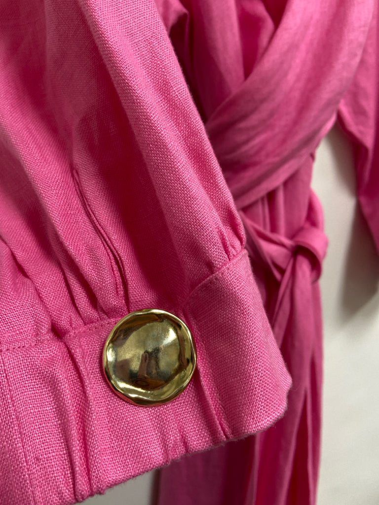 NWT NICHOLAS Size 14 Pink Wrap Linen Ladies Dress