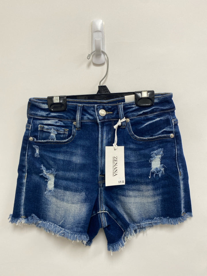 NWT Zenana Size S Blue Denim Fringe Ladies Shorts