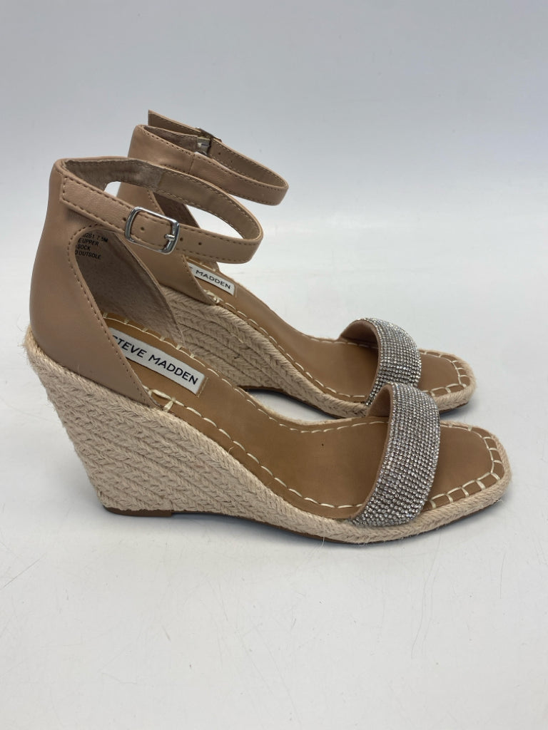 Steve Madden  Size 7.5 Tan Clear Rhinestone(s) Sandals