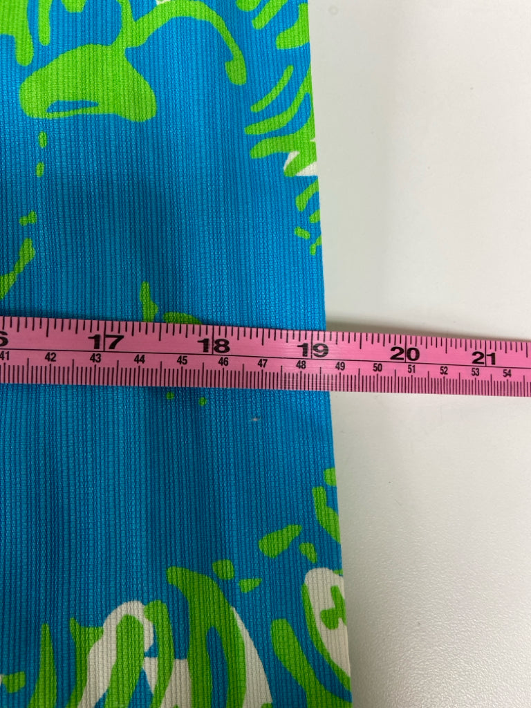 LILLY PULITZER Size 00 Blue/White Lime Green Maxi Ladies Dress
