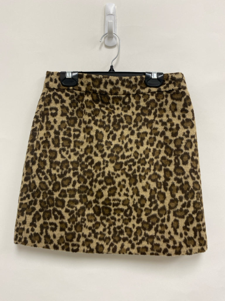 J Crew Size 00 Beige Brown Animal Print Faux Fur Ladies Skirt