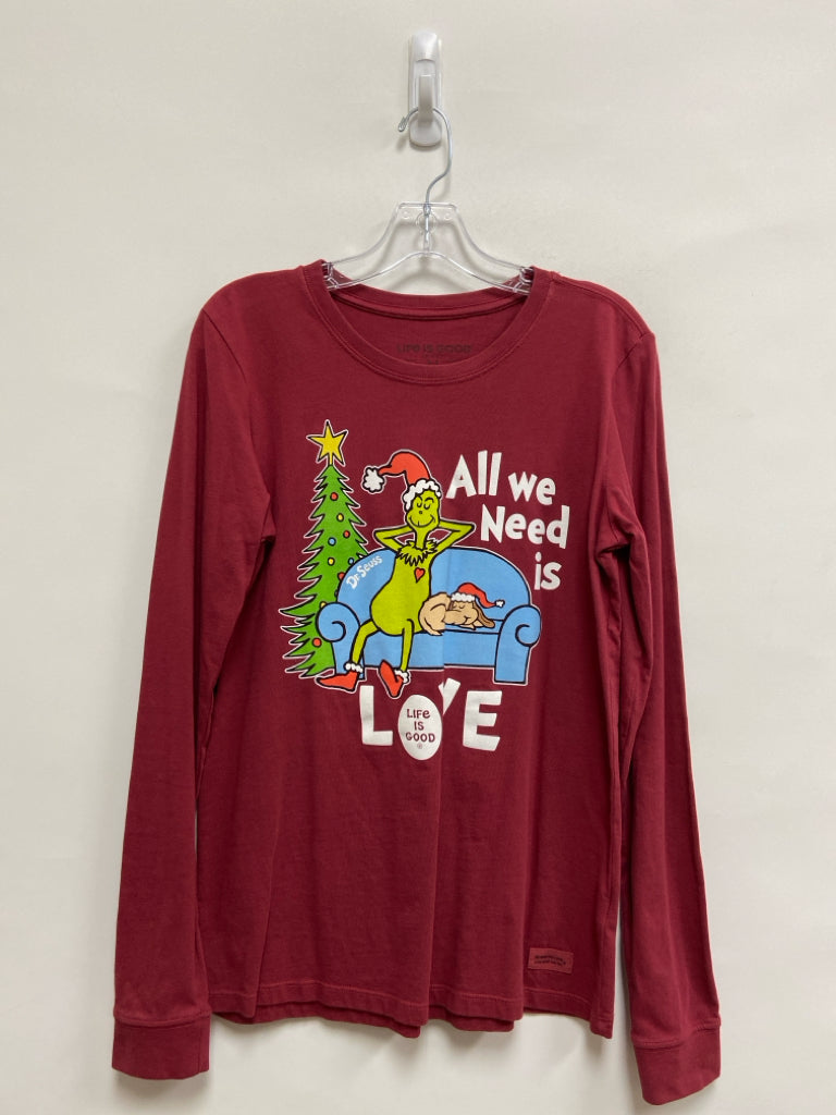 Life is Good Size M Burgundy Long Sleeve Tee Ladies Top