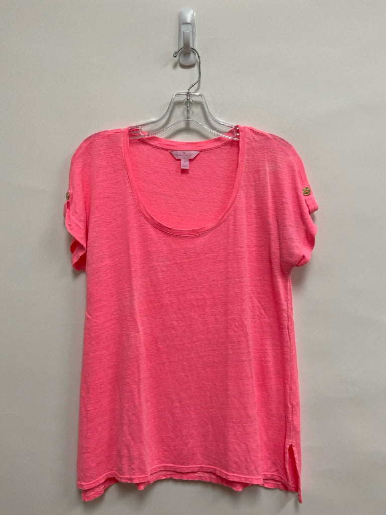 LILLY PULITZER Size M Neon Pink Linen Ladies Top