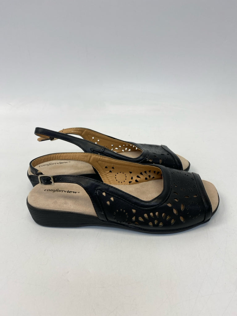 NWOT Comfortview Size 9WW Black Perforated Sandals  **EXTRA WIDE**