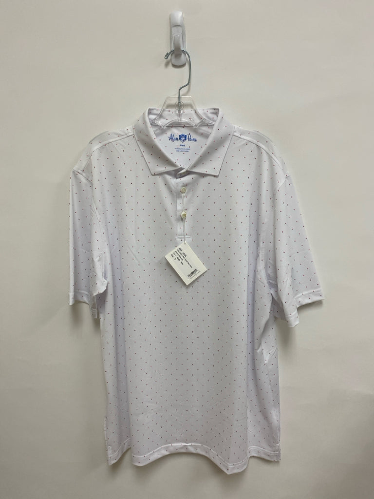 NWT Alan Paine Size XL White Red Polo Men&