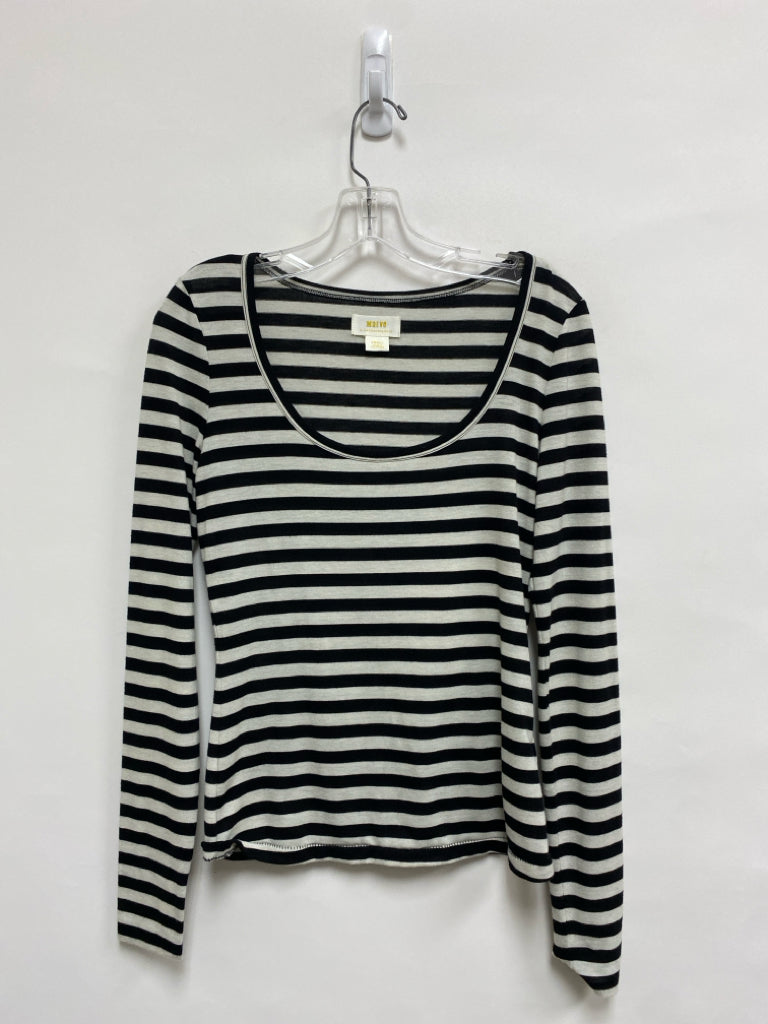 Maeve Size S Black Cream Striped Long Sleeve Ladies Top