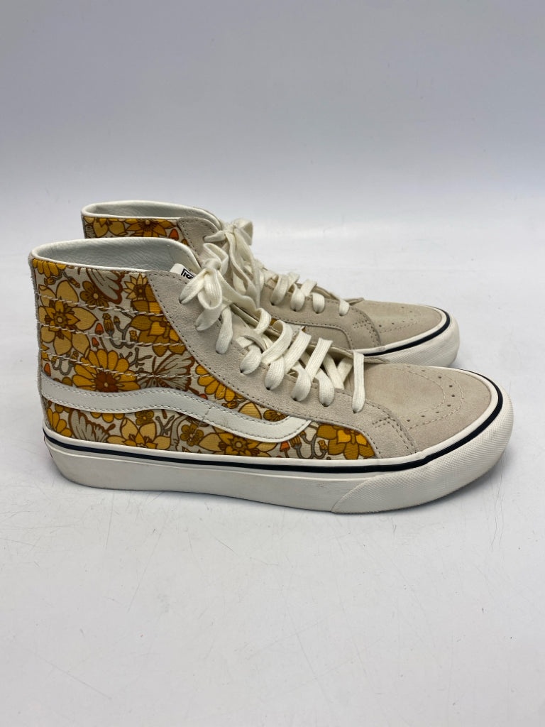 Vans US Shoe Size 10 Yellow Tan Floral Sneakers