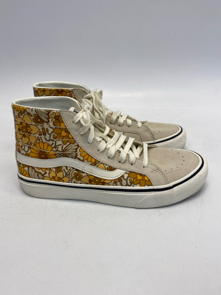 Vans US Shoe Size 10 Yellow Tan Floral Sneakers