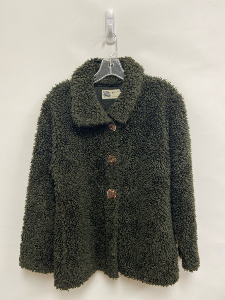 HabitaT Size S Dark Green Fuzzy Button Up Ladies Jacket