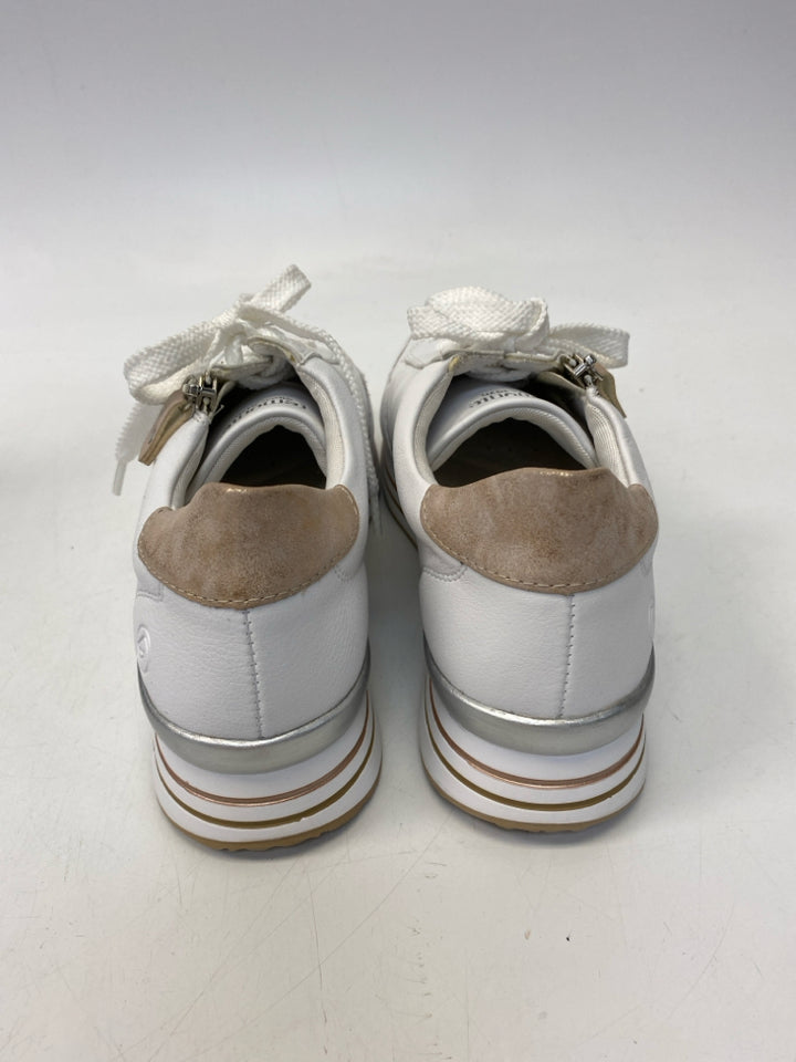 Remonte US Shoe Size 8 White Tan Lace-up Sneakers
