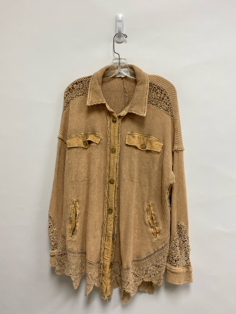 Oli &amp; Hali Size M Faded Orange/Gray Waffle Button Up Ladies Jacket