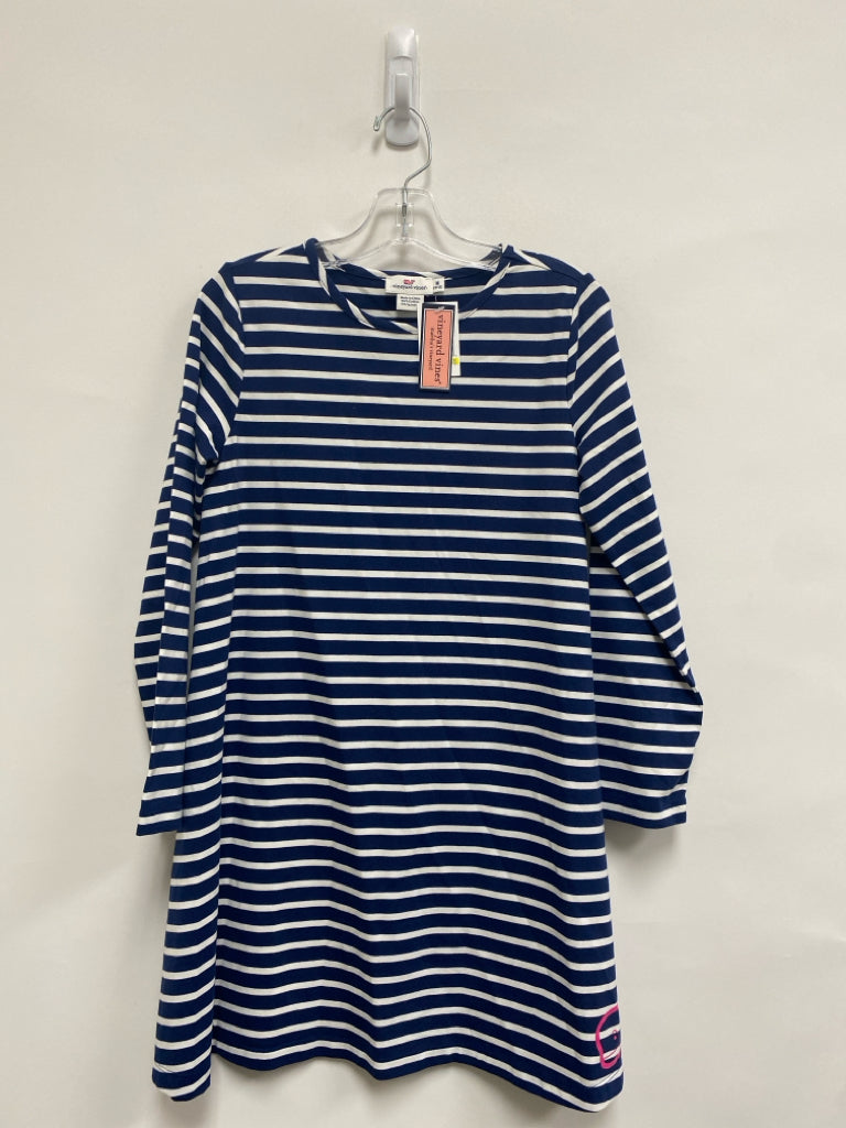NWT Vineyard Vines SIZE 10/12 Navy White Stripes Long Sleeve Girl&