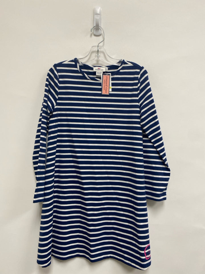 NWT Vineyard Vines SIZE 10/12 Navy White Stripes Long Sleeve Girl&
