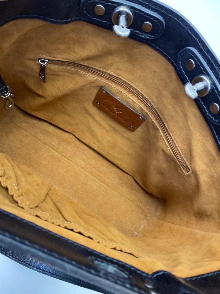 Patricia Nash Black Embossed Handbag