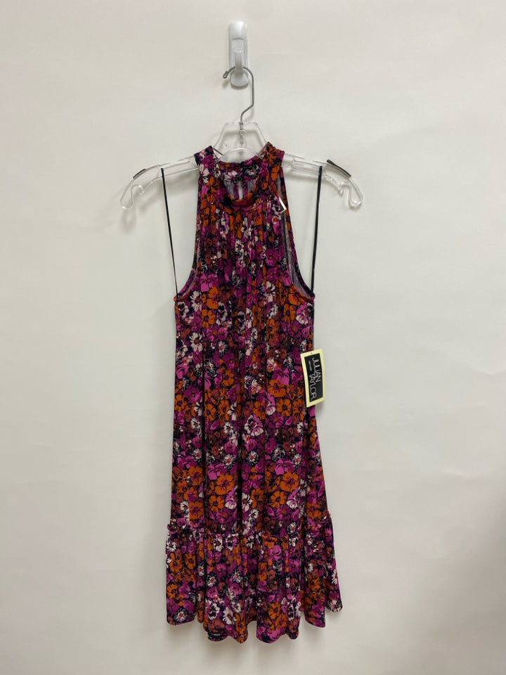 NWT Julian Taylor Size S Purple Orange/Navy Flowers Sleeveless Ladies Dress