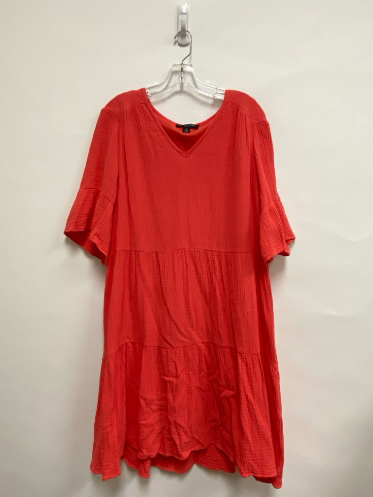 PERCEPTIONS  SIZE  1X Coral Gauze Plus Size Dress