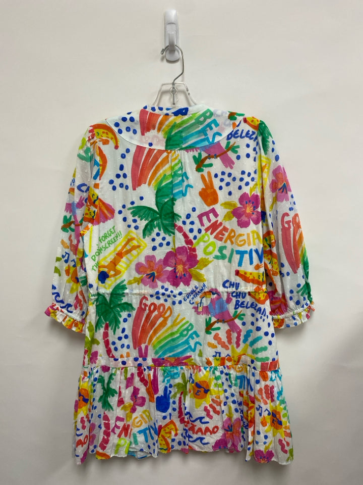 farmrio Size M White Multi Color Words Swiss Dot Ladies Dress