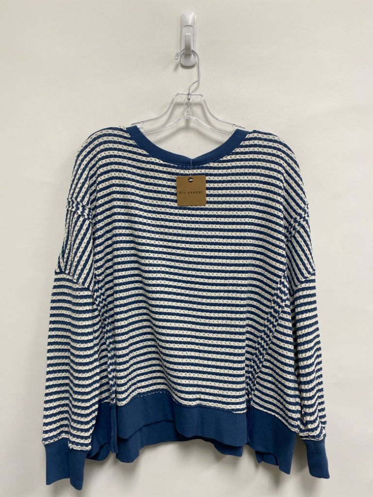 NWT blu pepper Size L Cream/Blue Stripes Ladies Top