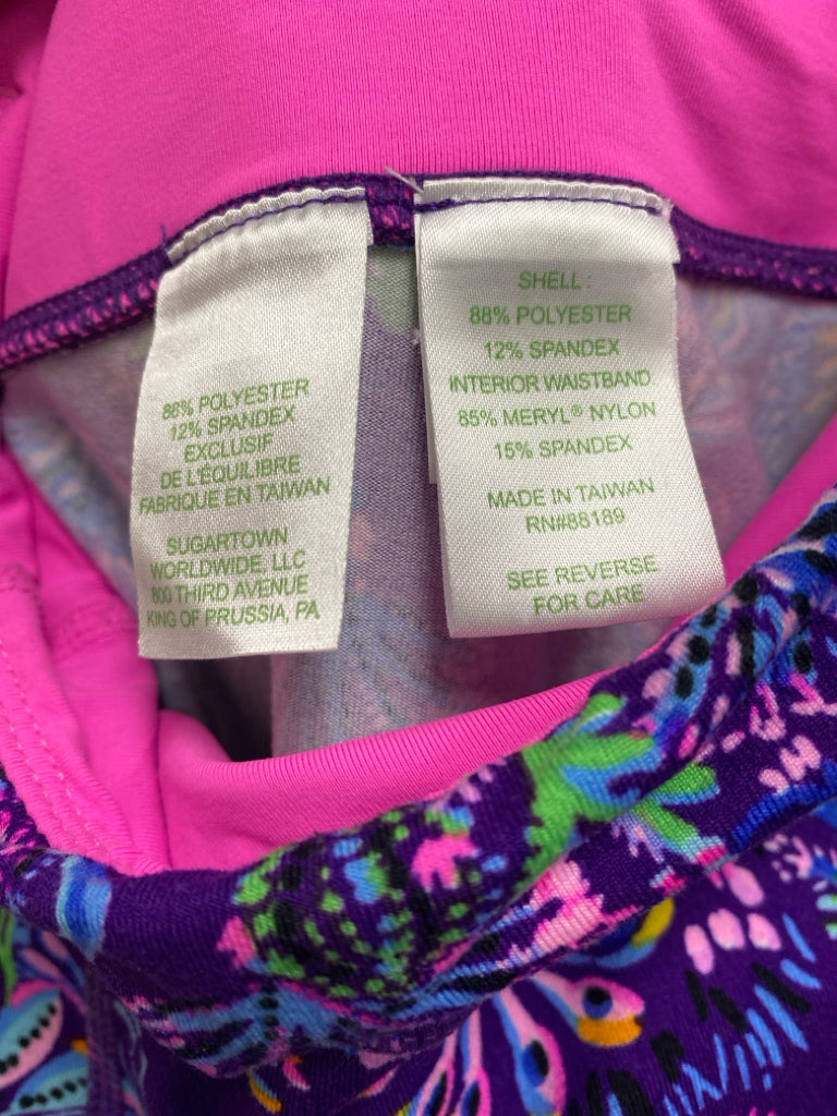 LILLY PULITZER Size XL Purple/Blue Pink/Green Floral Cropped Athletic Leggings