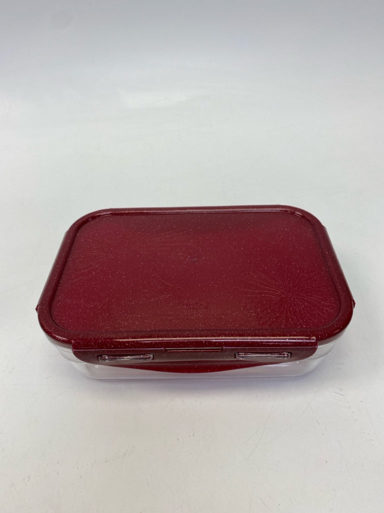 Lock &amp; Lock Dark Red Clear Glitter Storage Container