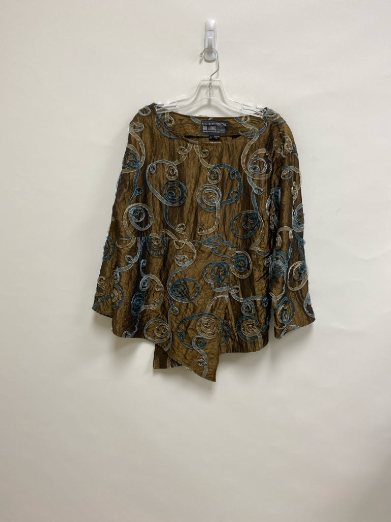 Size L Brown Tan/blue Ladies Top