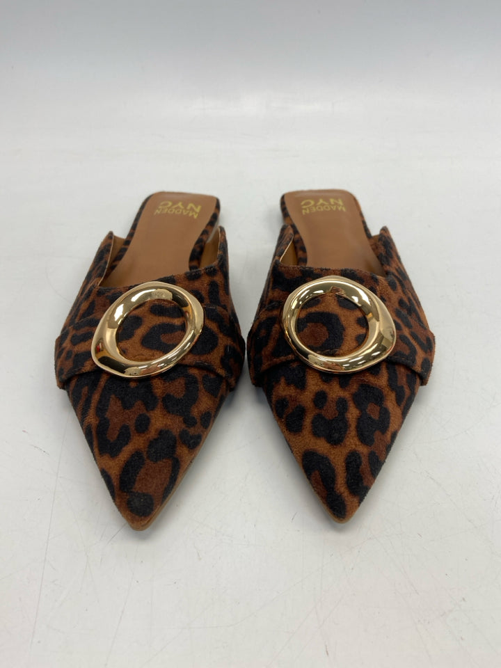 NWOT  Size 8 Brown Black Animal Print Mules