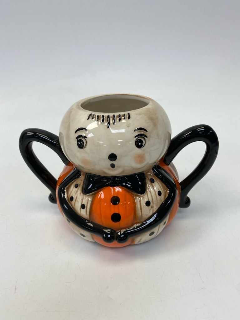 Black/Cream Orange Pumpkin Ceramic Halloween