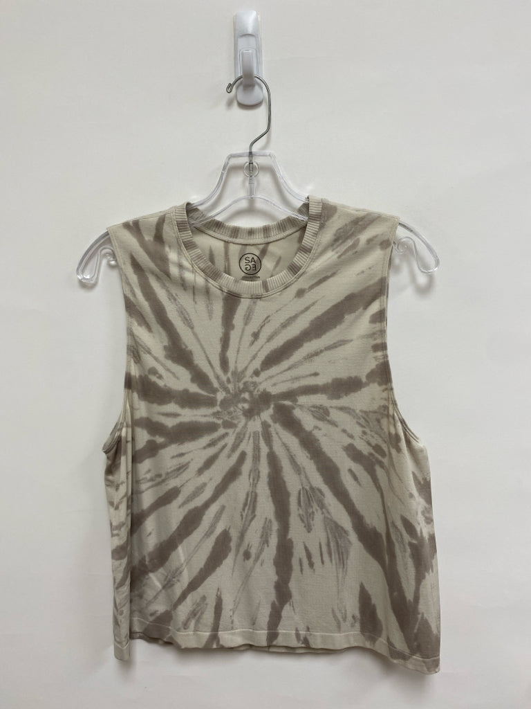 SAGE Size S Beige Tan Tie Dye Sleeveless Ladies Top