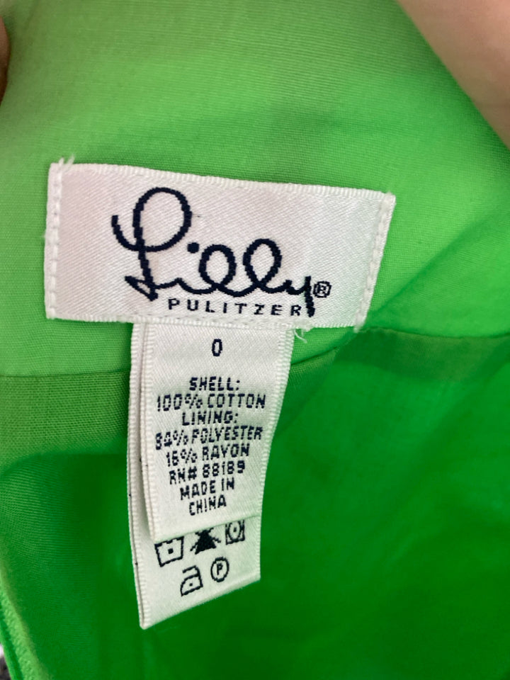 LILLY PULITZER Size 0 Green Pink Trimmed Ladies Skirt