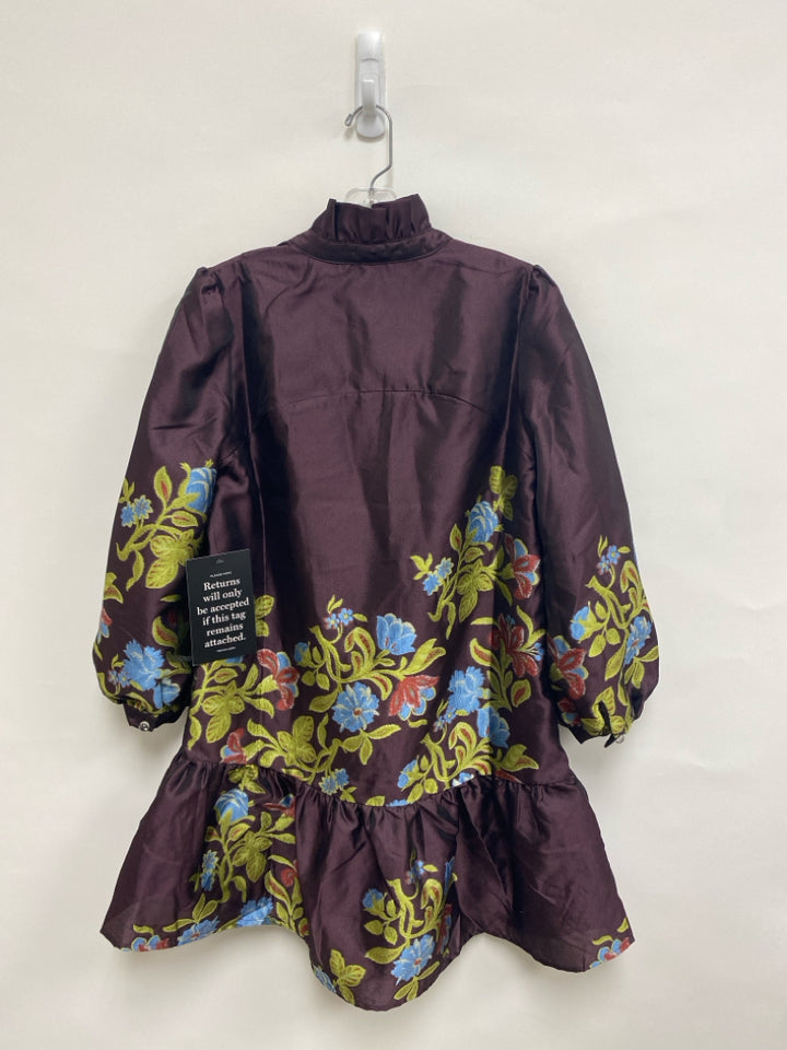 NWT TUCKERNUCK Size XS Dark Plum Green Floral Jacquard Ladies Dress