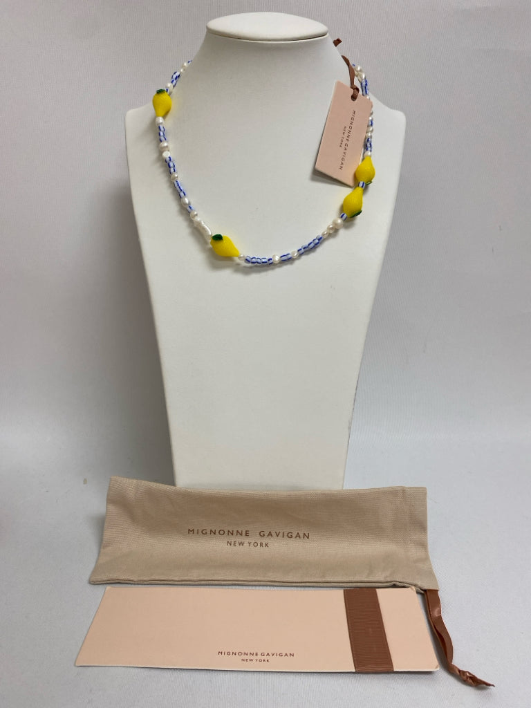 NWT Mignonne Gavigan Yellow/Blue Pearl Color Lemons Necklace