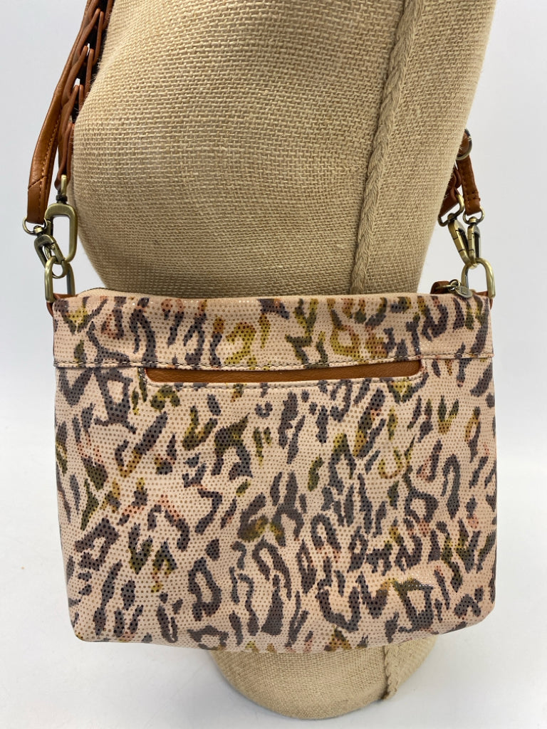 NWT Hobo Blush Brown/Yellow Animal Print Leather Crossbody