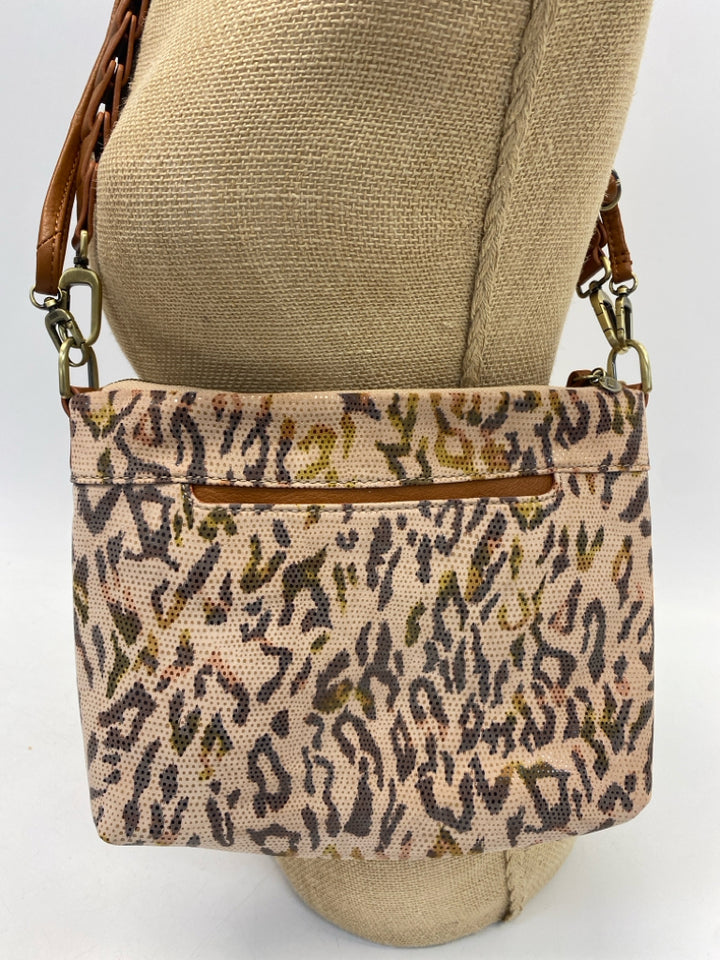 NWT Hobo Blush Brown/Yellow Animal Print Leather Crossbody