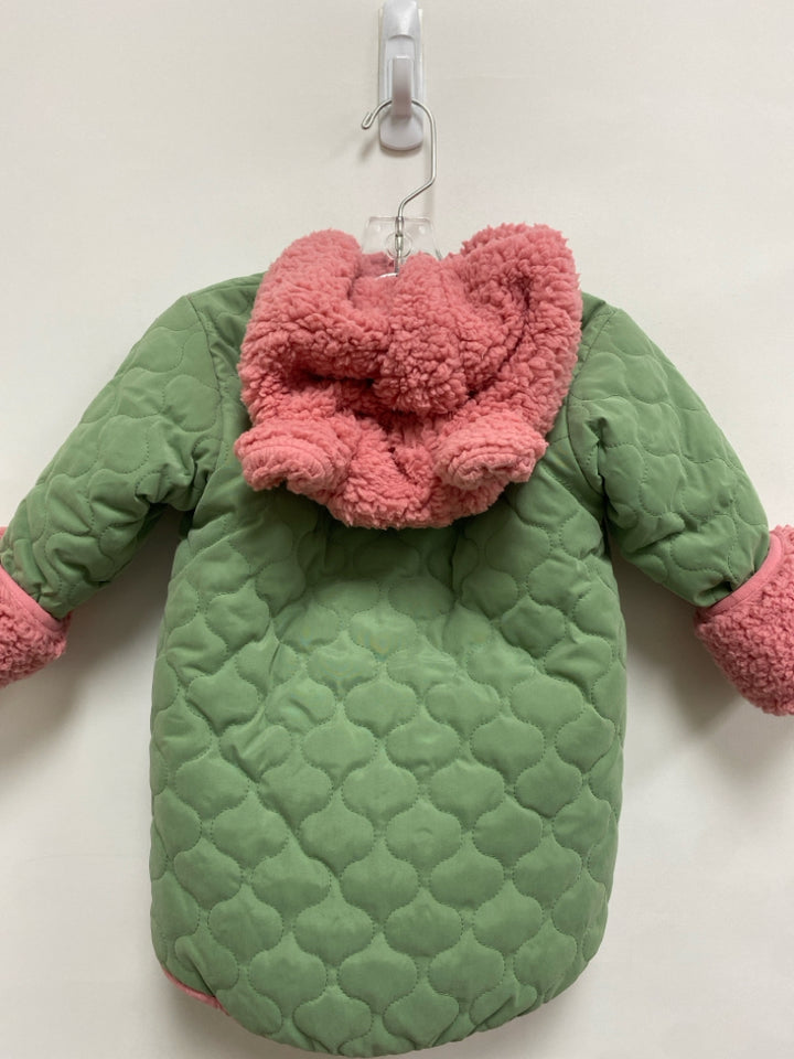 okie dokie SIZE 2T Green Pink Hooded Sherpa Girl&