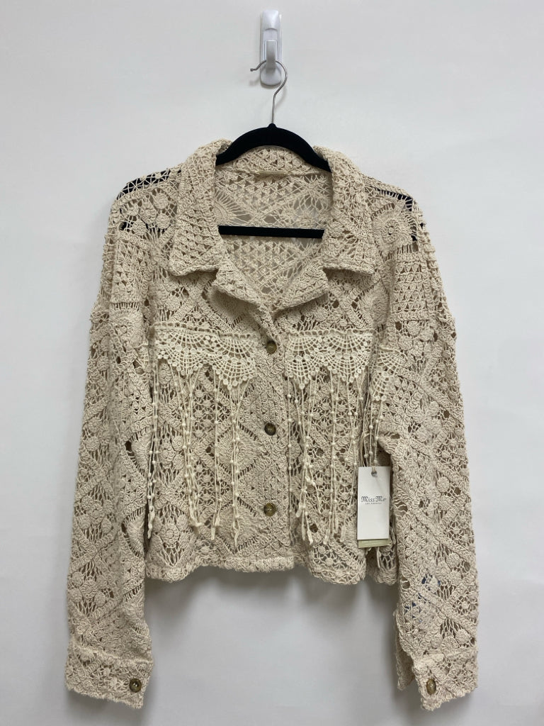 NWT Miss Me Size S Cream Crochet Ladies Sweater