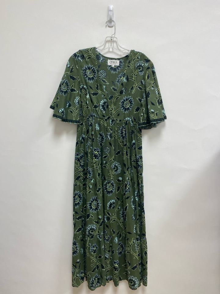 Size S Green Black/Blue Floral Ladies Dress