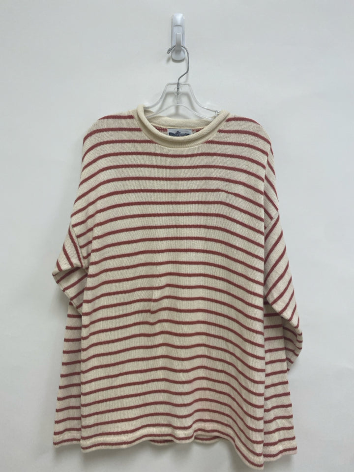Size L Cream Dark Coral Stripes Ladies Sweater